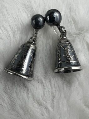 Vintage 925 Sterling SiAM Hindu Goddess Bell Screw Back Earrings